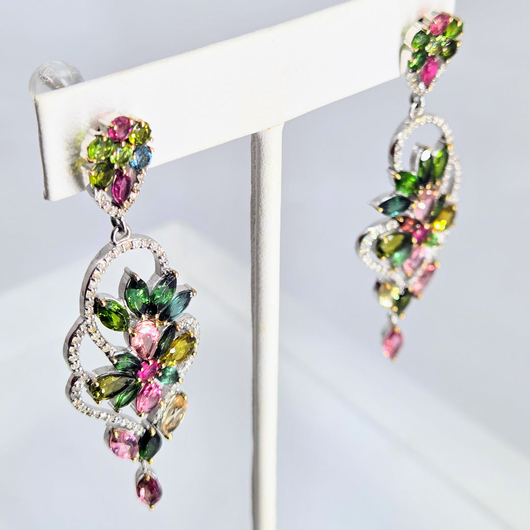 "Florist" Tourmaline & Diamond Bouquet Earrings