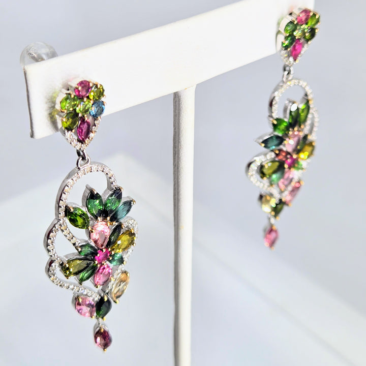 "Florist" Tourmaline & Diamond Bouquet Earrings