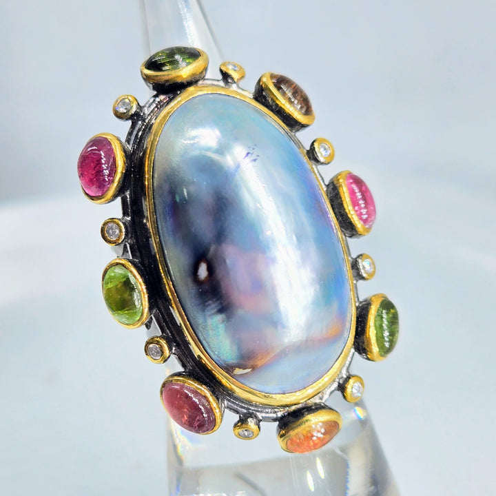 "Neptune's Lovah" Osmeña Pearl & Tourmaline Ring