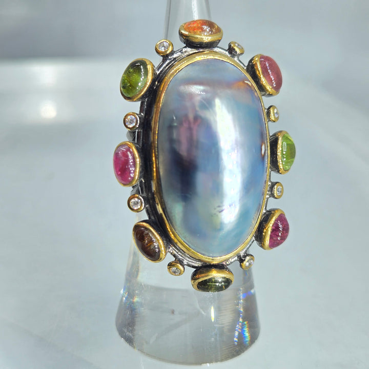 "Neptune's Lovah" Osmeña Pearl & Tourmaline Ring