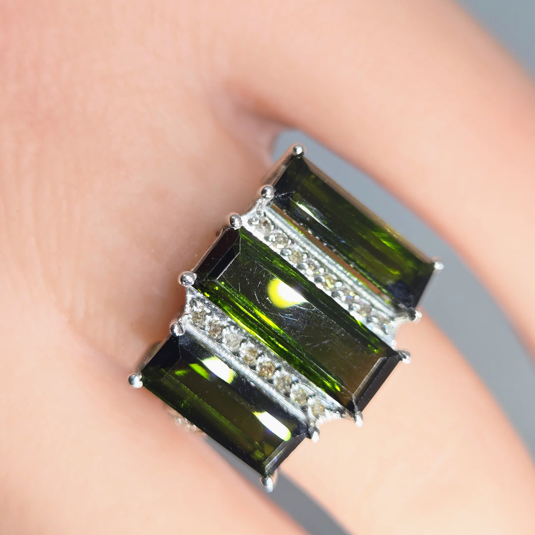 "Where The Wild Things Are" Sz 6.5 Tourmaline & Diamond Deco Ring