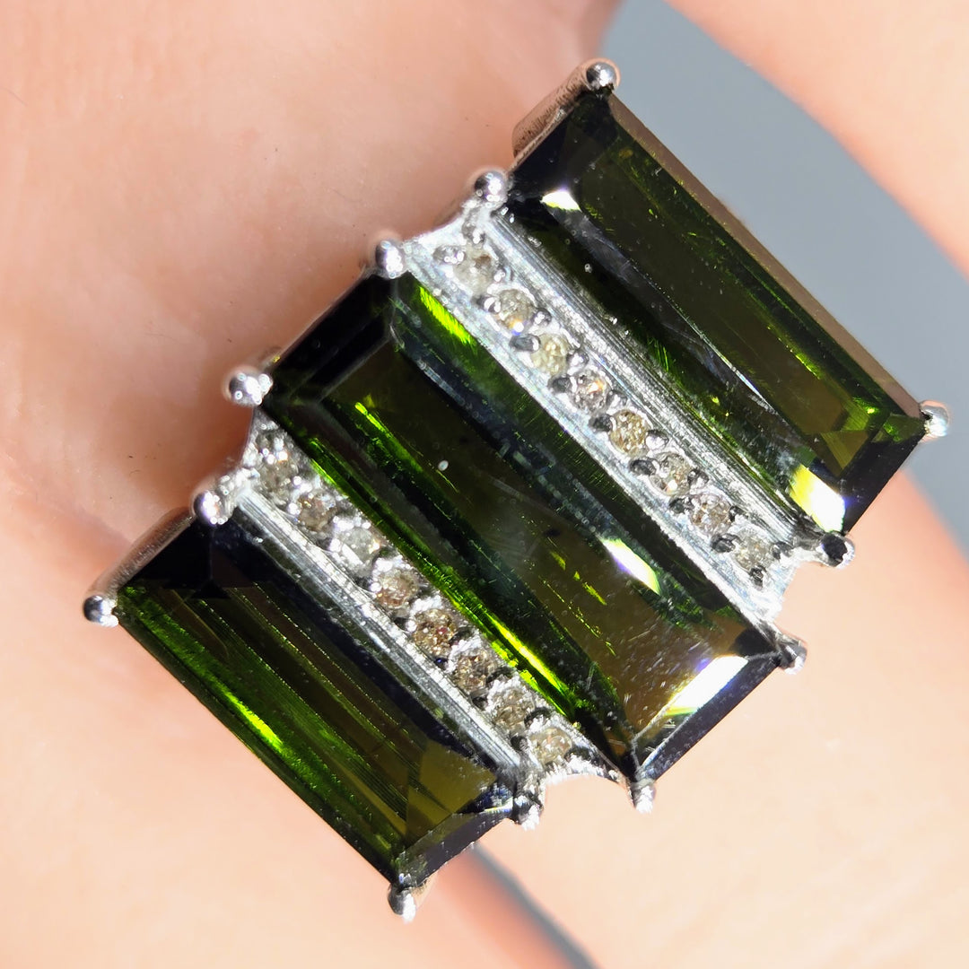 "Where The Wild Things Are" Sz 6.5 Tourmaline & Diamond Deco Ring