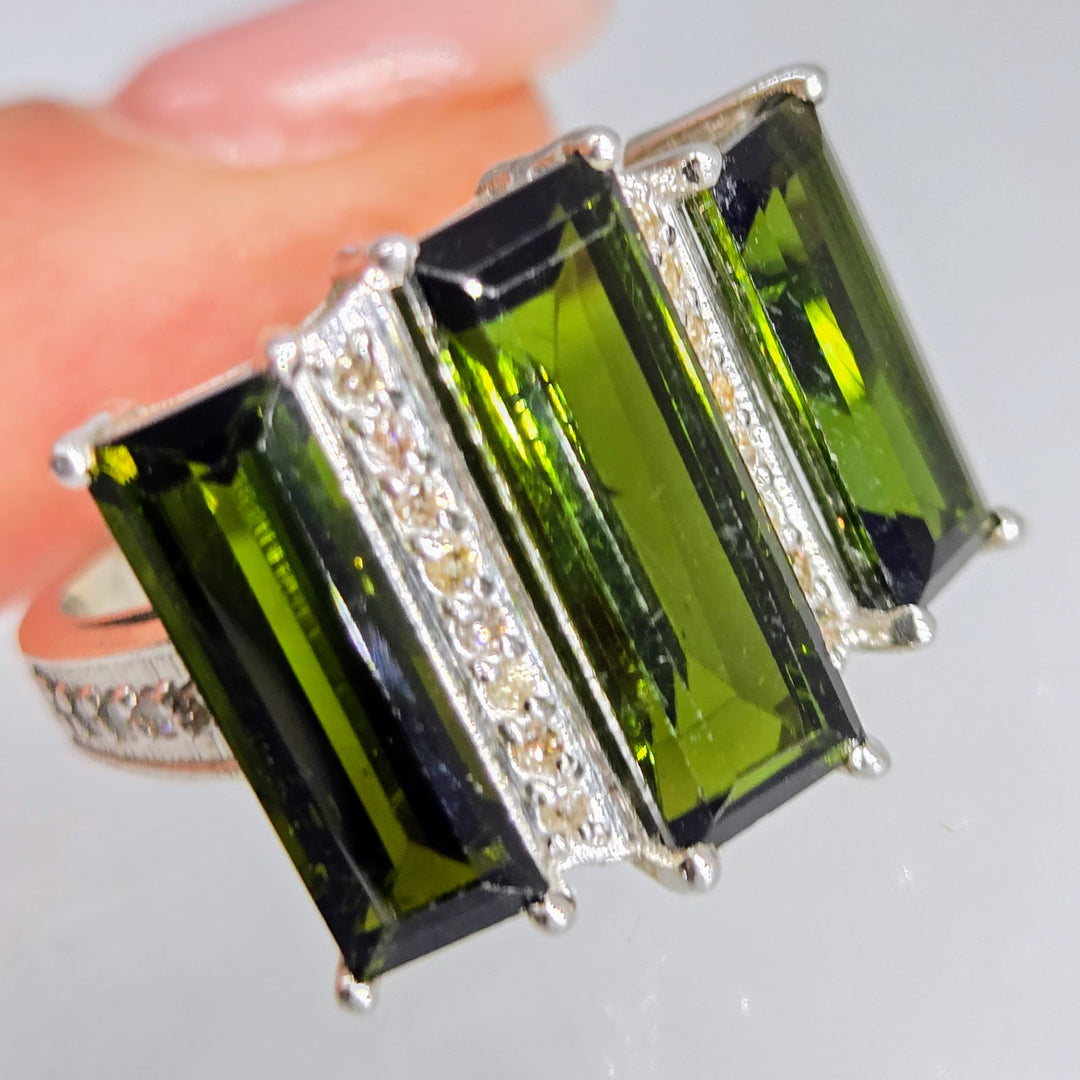 "Where The Wild Things Are" Sz 6.5 Tourmaline & Diamond Deco Ring