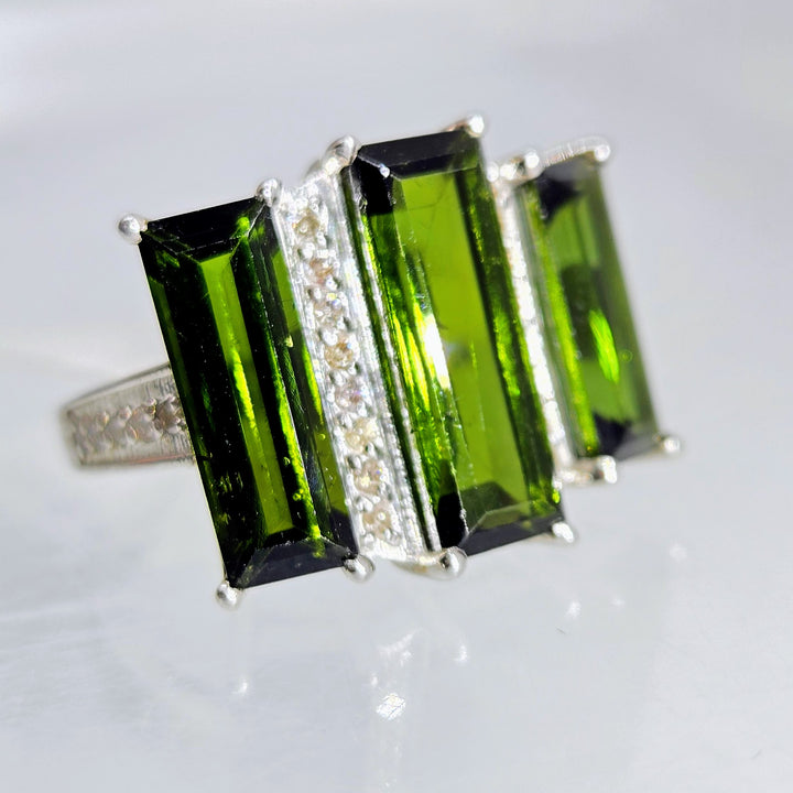 "Where The Wild Things Are" Sz 6.5 Tourmaline & Diamond Deco Ring