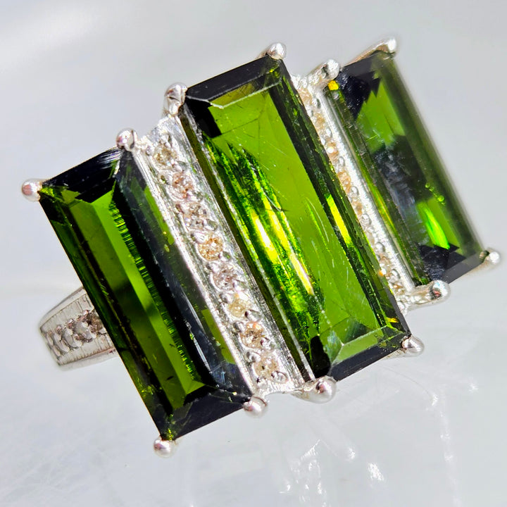 "Where The Wild Things Are" Sz 6.5 Tourmaline & Diamond Deco Ring