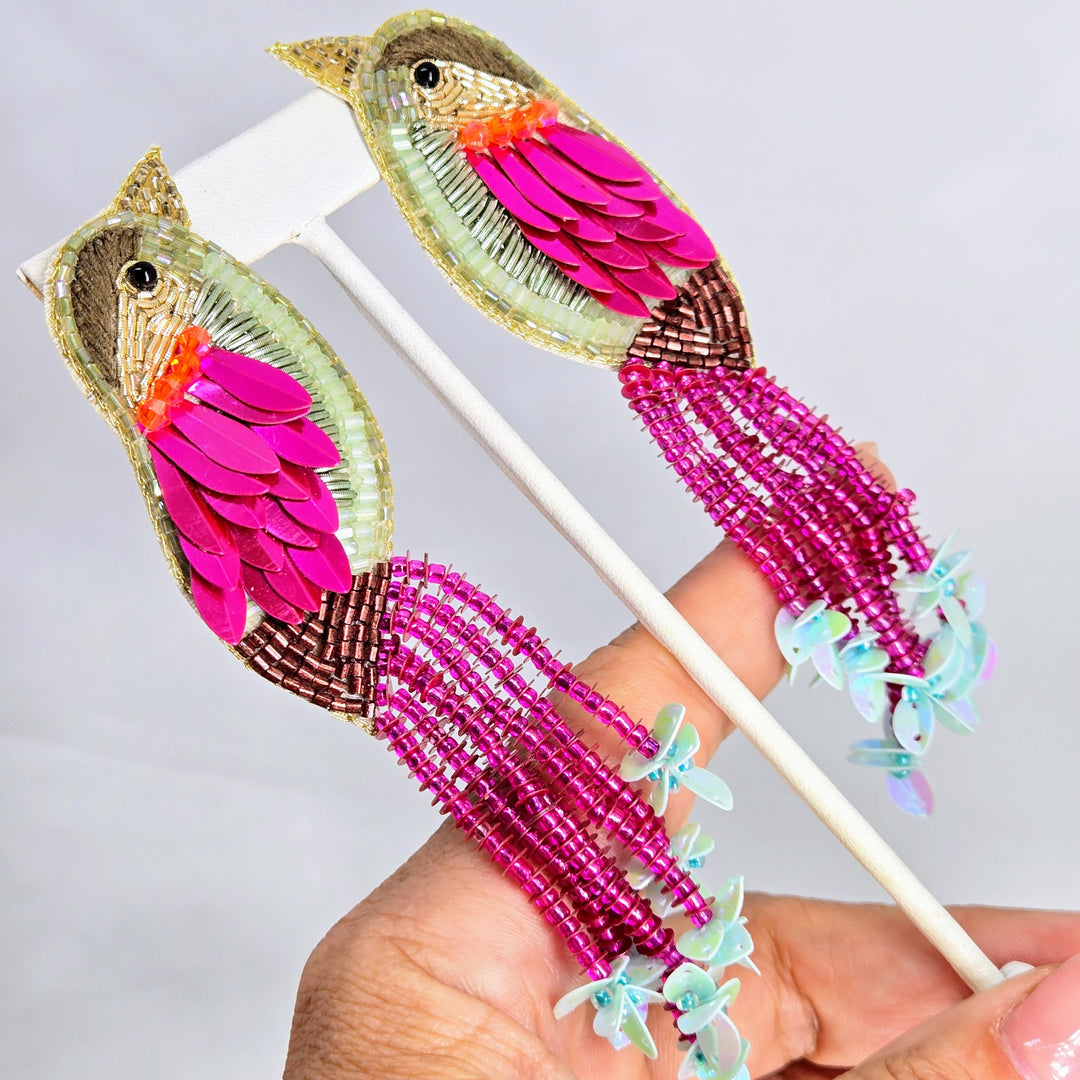 "Pretty-Pretty Parrots" Earrings – Hand-beaded, Hypoallergenic Posts