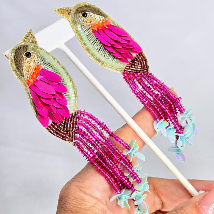 "Pretty-Pretty Parrots" Earrings – Hand-beaded, Hypoallergenic Posts