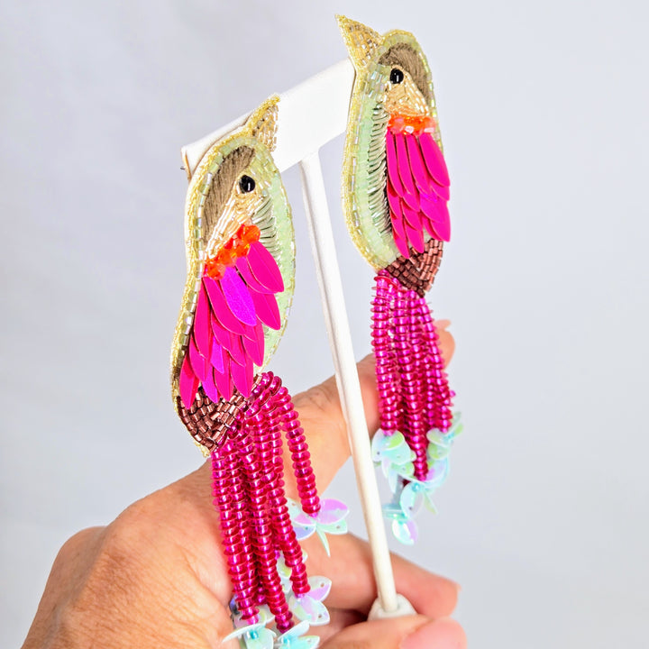 "Pretty-Pretty Parrots" Earrings – Hand-beaded, Hypoallergenic Posts