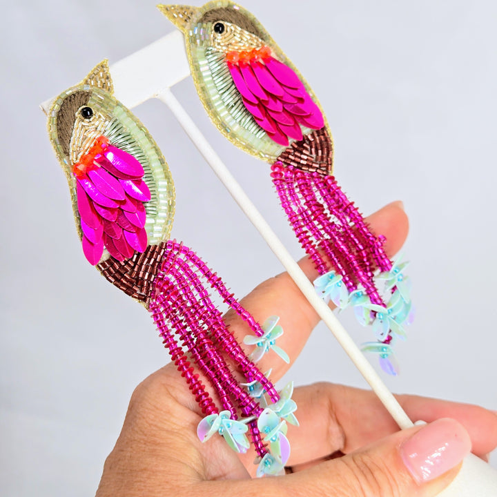 "Pretty-Pretty Parrots" Earrings – Hand-beaded, Hypoallergenic Posts