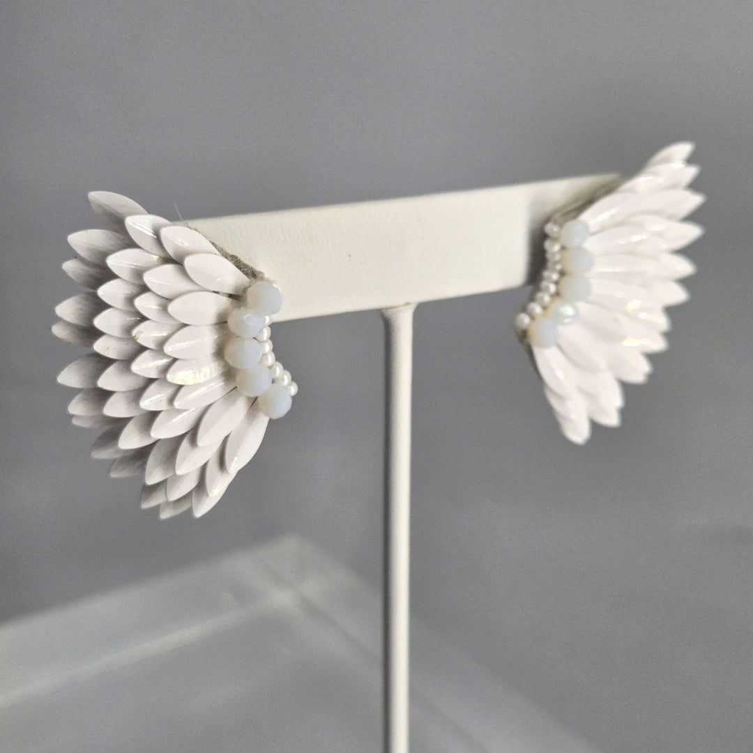 "Angel Wings" 1.5" Earrings - White