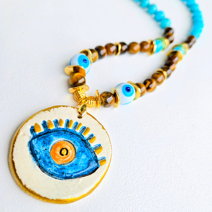 Lucky Charm - Turquoise Tiger Evil Eye Necklace