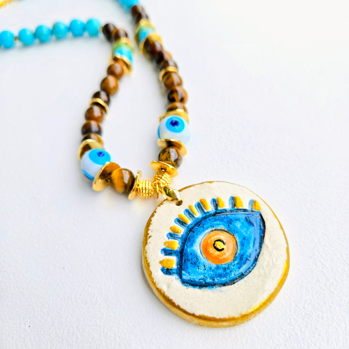 Lucky Charm - Turquoise Tiger Evil Eye Necklace