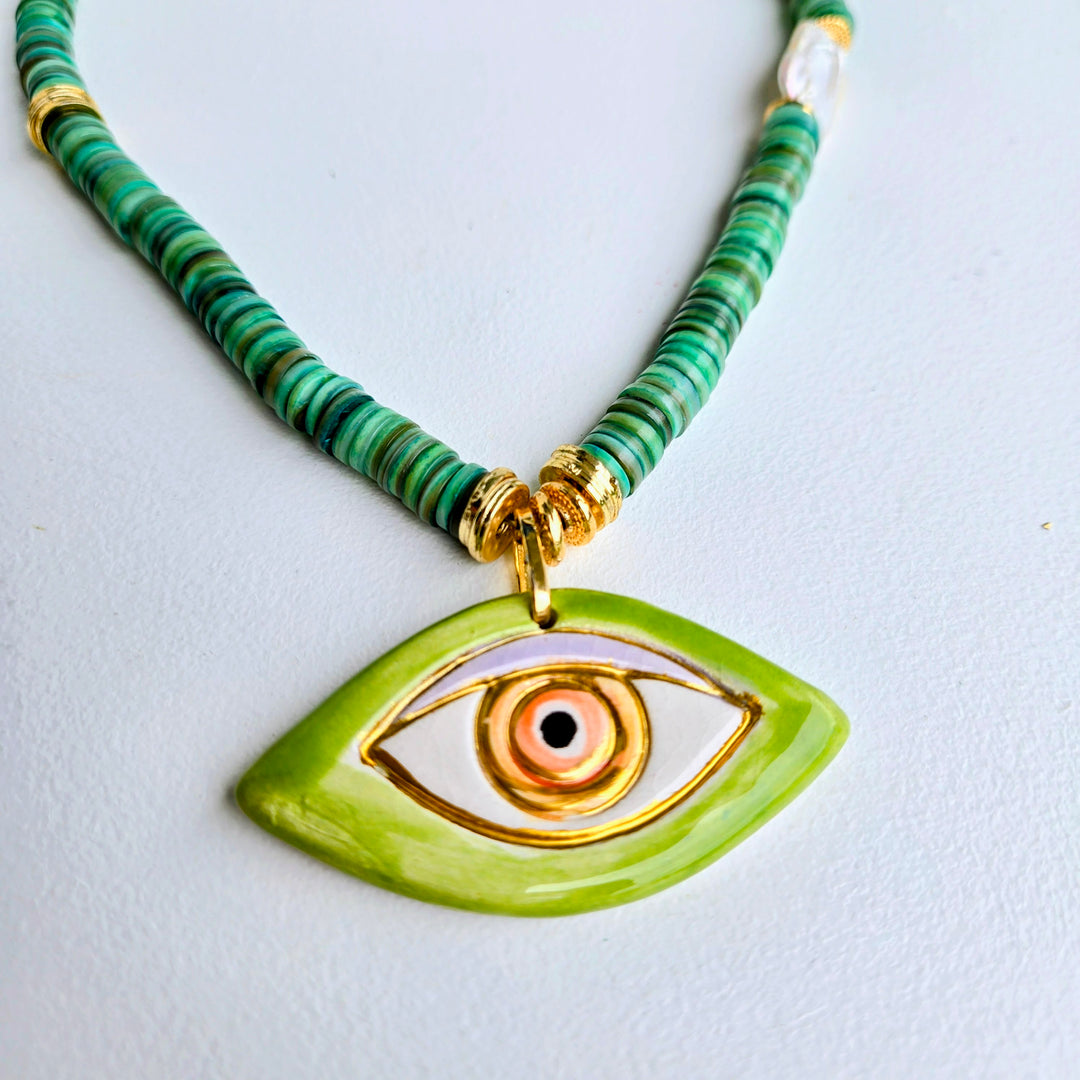 Lucky Charm - Key Lime Evil Eye Necklace