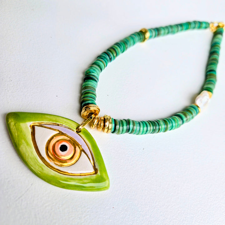 Lucky Charm - Key Lime Evil Eye Necklace