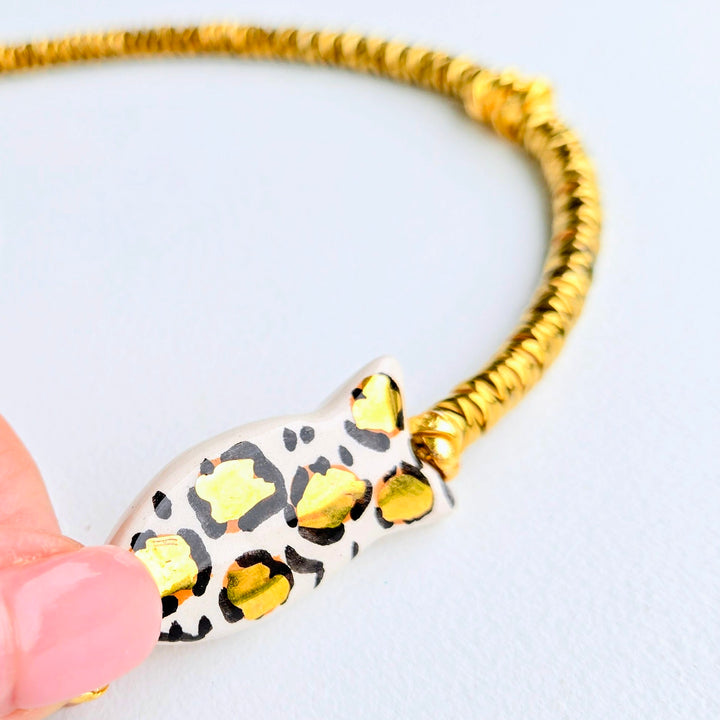 "Lucky Catch" Reversible Evil Eye & Leopard Fish Necklace 17"