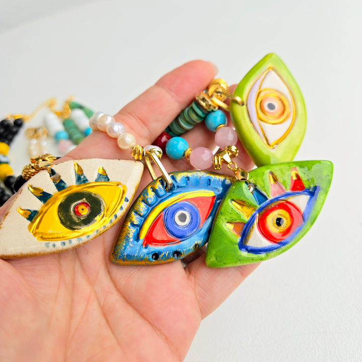 Lucky Charm - Cherry Blossom Evil Eye Necklace