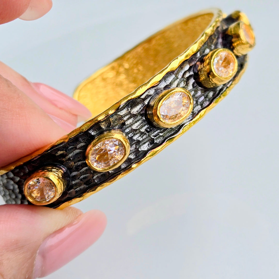 "Cuff Me Baby" Cuff Bracelet - Pink Tourmaline, Amazonite, or Pearl, Gold-plated Bronze