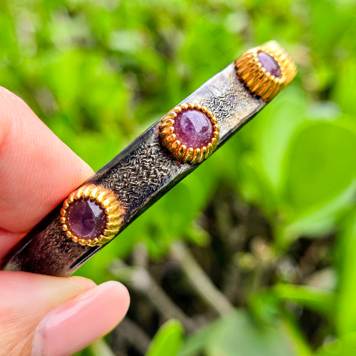 "Cuff Me Baby" Cuff Bracelet - Pink Tourmaline, Amazonite, or Pearl, Gold-plated Bronze