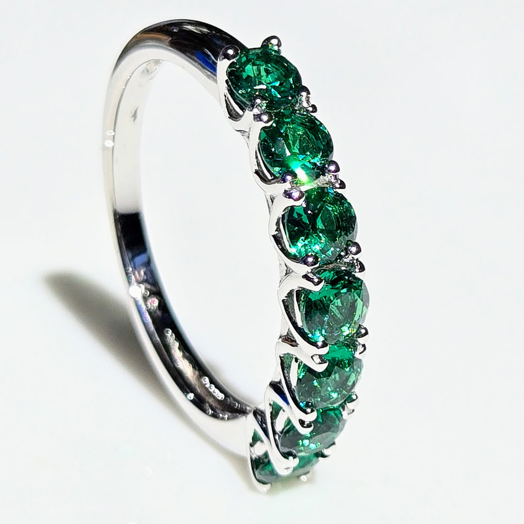 "Kisses" Sz 6-9 Half Band Rings - 3.5mm Gemstones, Anti-tarnish Sterling