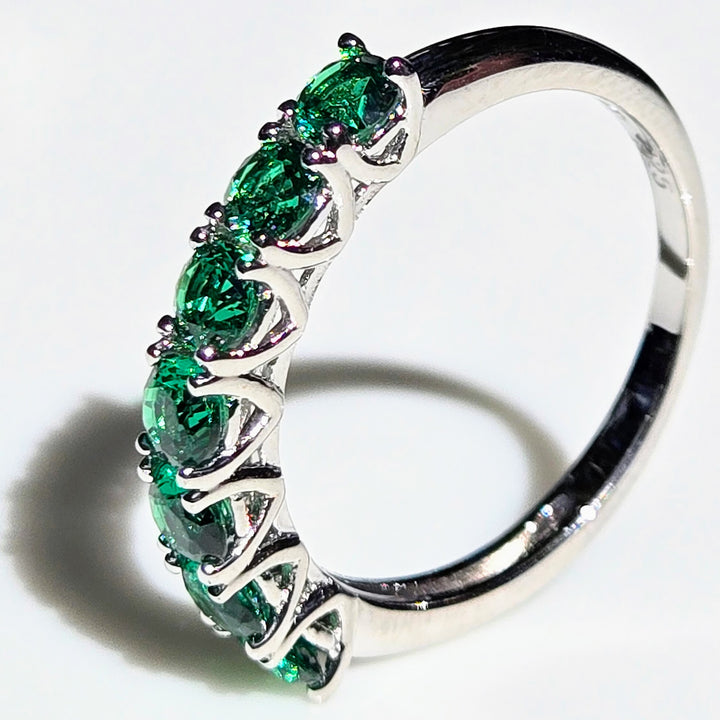 "Kisses" Sz 6-9 Half Band Rings - 3.5mm Gemstones, Anti-tarnish Sterling