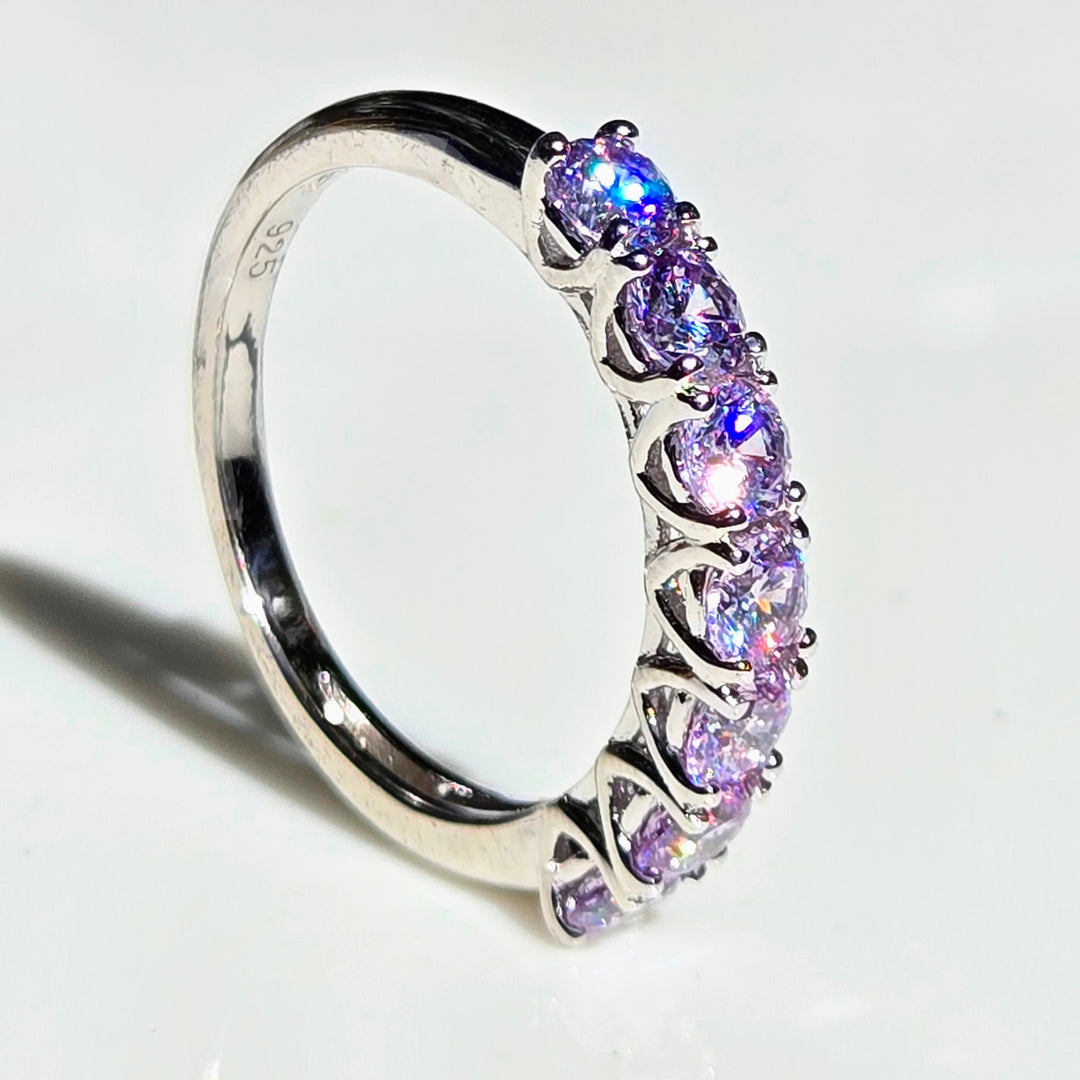 "Kisses" Sz 6-9 Half Band Rings - 3.5mm Gemstones, Anti-tarnish Sterling