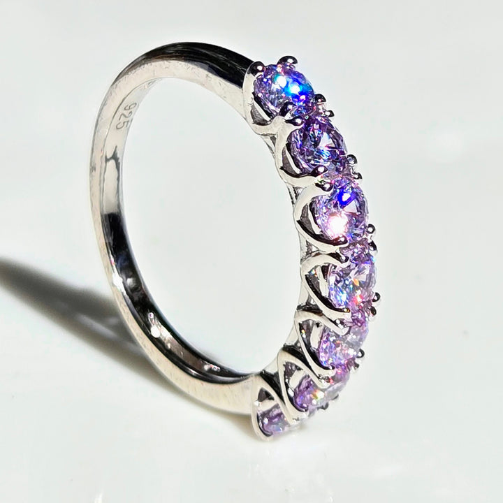 "Kisses" Sz 6-9 Half Band Rings - 3.5mm Gemstones, Anti-tarnish Sterling
