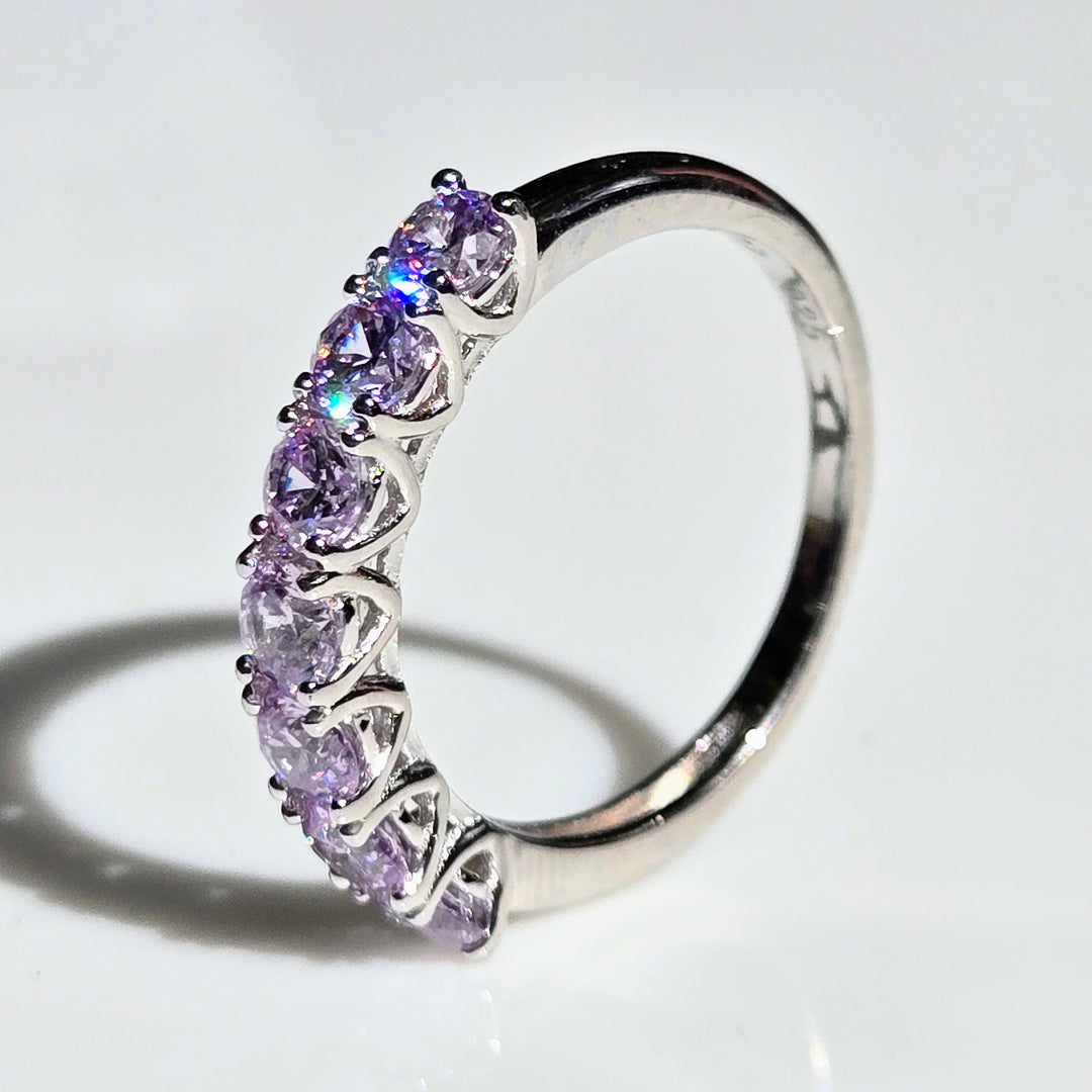 "Kisses" Sz 6-9 Half Band Rings - 3.5mm Gemstones, Anti-tarnish Sterling