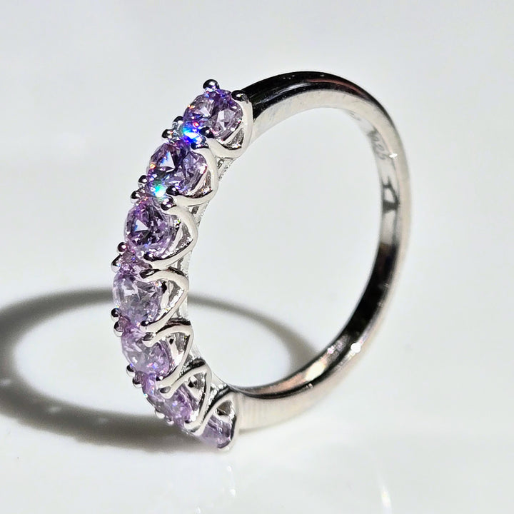 "Kisses" Sz 6-9 Half Band Rings - 3.5mm Gemstones, Anti-tarnish Sterling
