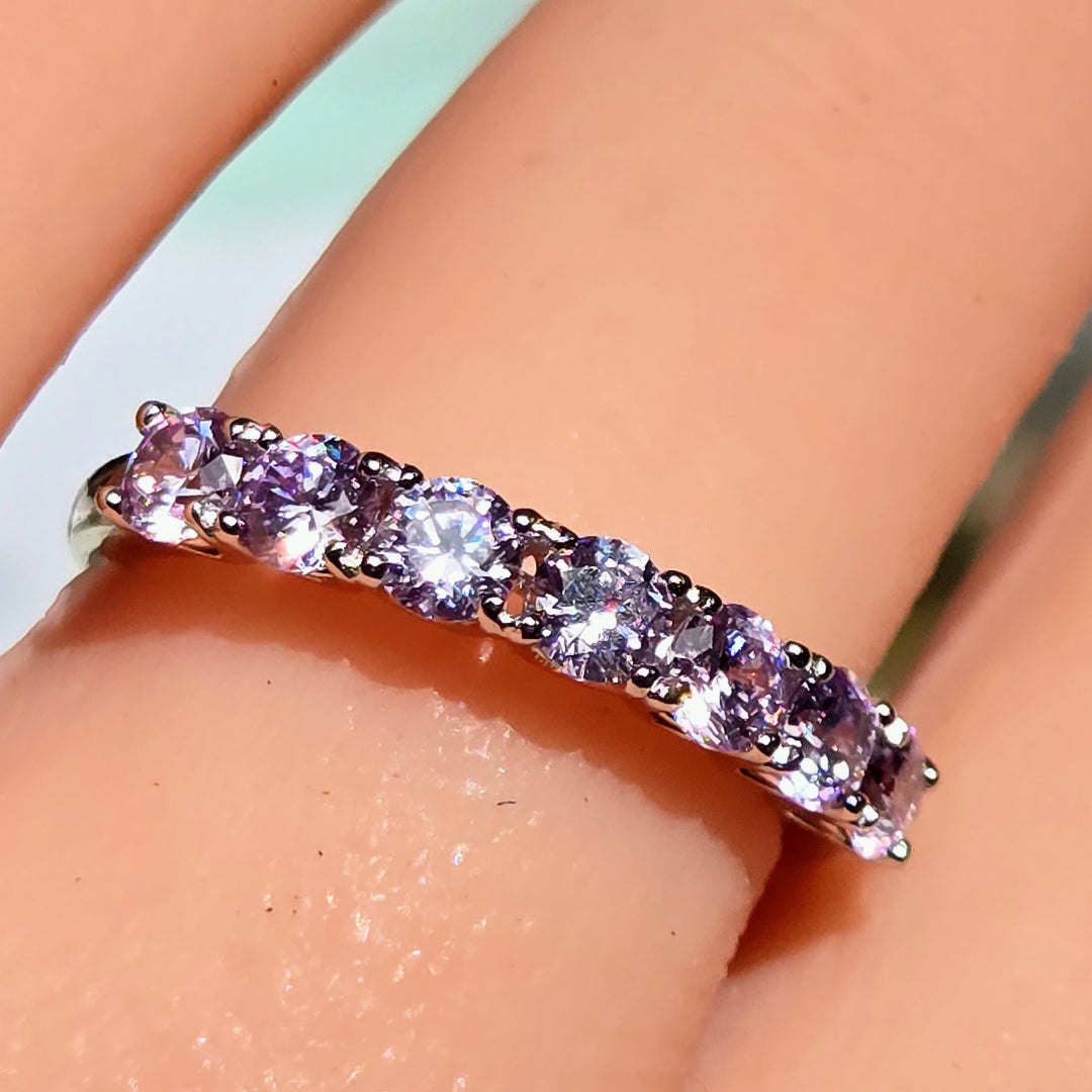 "Kisses" Sz 6-9 Half Band Rings - 3.5mm Gemstones, Anti-tarnish Sterling