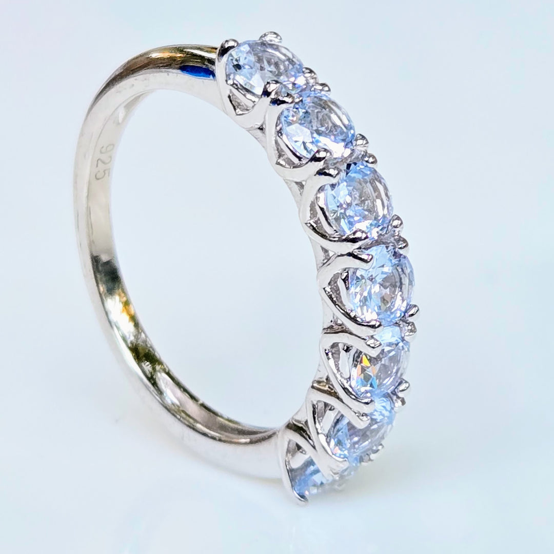 "Kisses" Sz 6-9 Half Band Rings - 3.5mm Gemstones, Anti-tarnish Sterling