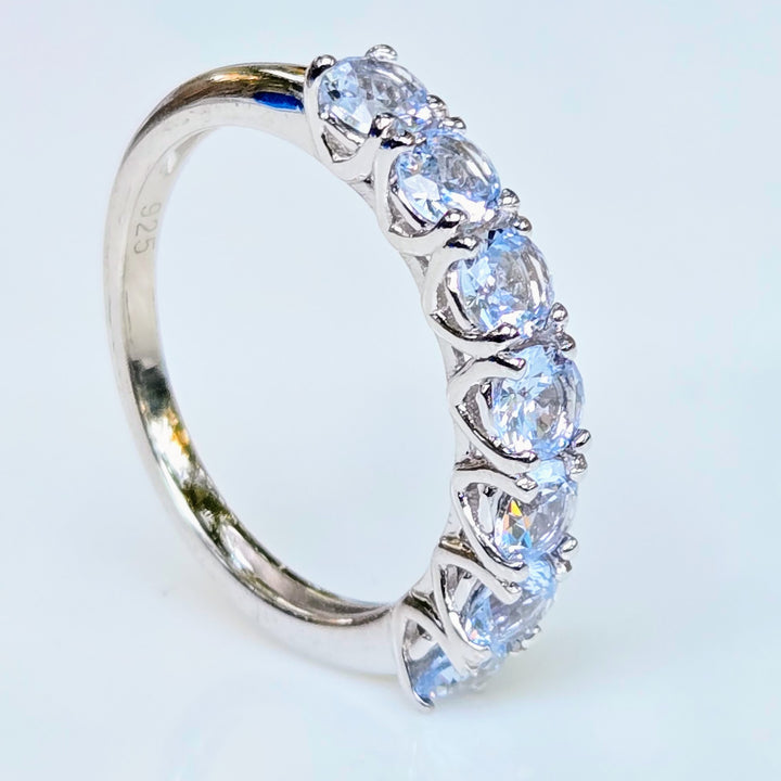 "Kisses" Sz 6-9 Half Band Rings - 3.5mm Gemstones, Anti-tarnish Sterling