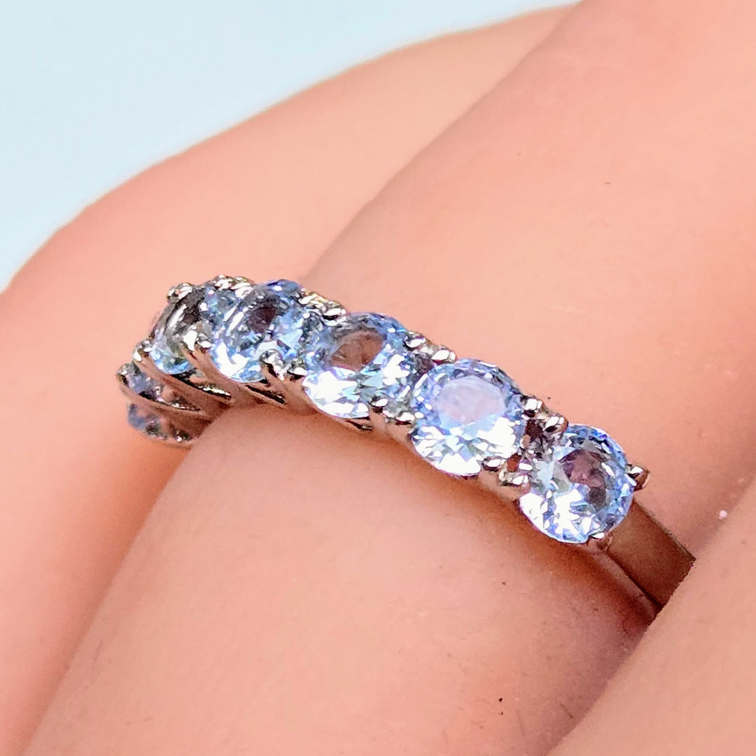 "Kisses" Sz 6-9 Half Band Rings - 3.5mm Gemstones, Anti-tarnish Sterling
