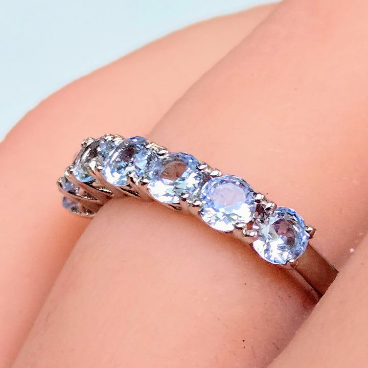 "Kisses" Sz 6-9 Half Band Rings - 3.5mm Gemstones, Anti-tarnish Sterling