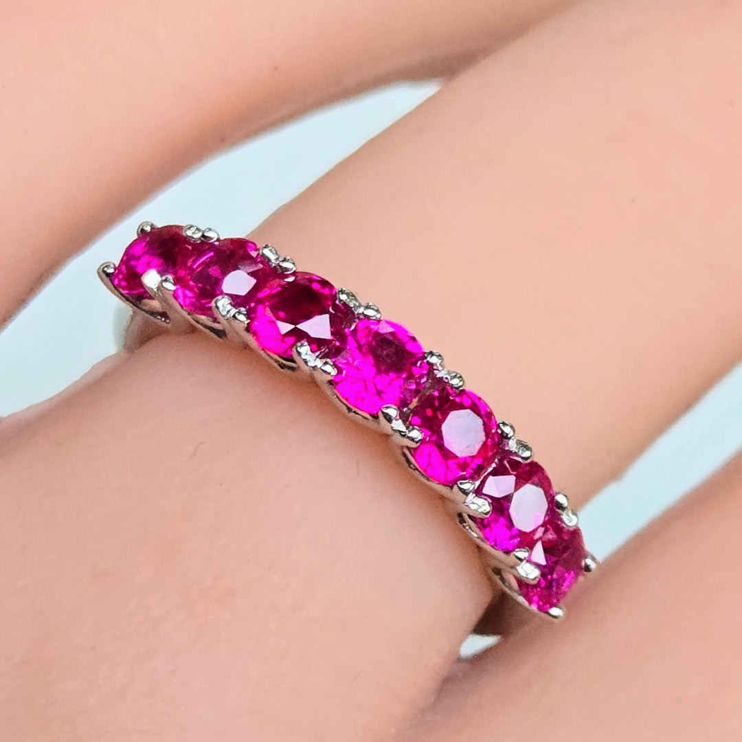 "Kisses" Sz 6-9 Half Band Rings - 3.5mm Gemstones, Anti-tarnish Sterling