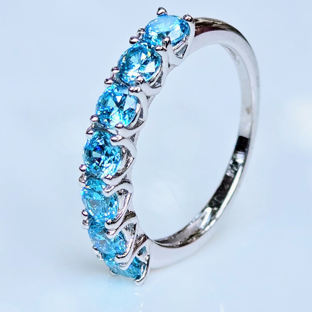 "Kisses" Sz 6-9 Half Band Rings - 3.5mm Gemstones, Anti-tarnish Sterling