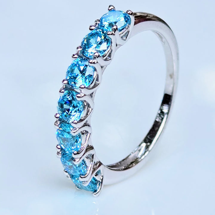 "Kisses" Sz 6-9 Half Band Rings - 3.5mm Gemstones, Anti-tarnish Sterling