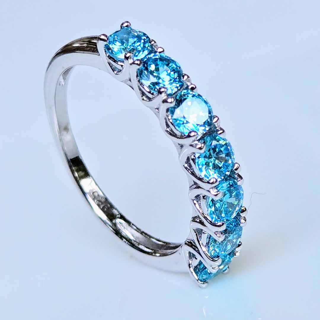 "Kisses" Sz 6-9 Half Band Rings - 3.5mm Gemstones, Anti-tarnish Sterling