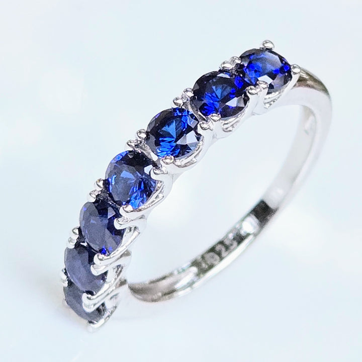 "Kisses" Sz 6-9 Half Band Rings - 3.5mm Gemstones, Anti-tarnish Sterling