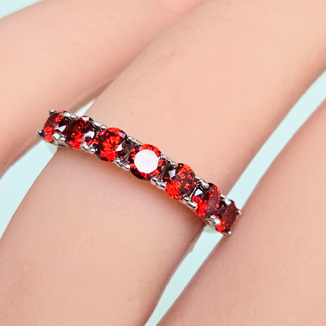 "Kisses" Sz 6-9 Half Band Rings - 3.5mm Gemstones, Anti-tarnish Sterling