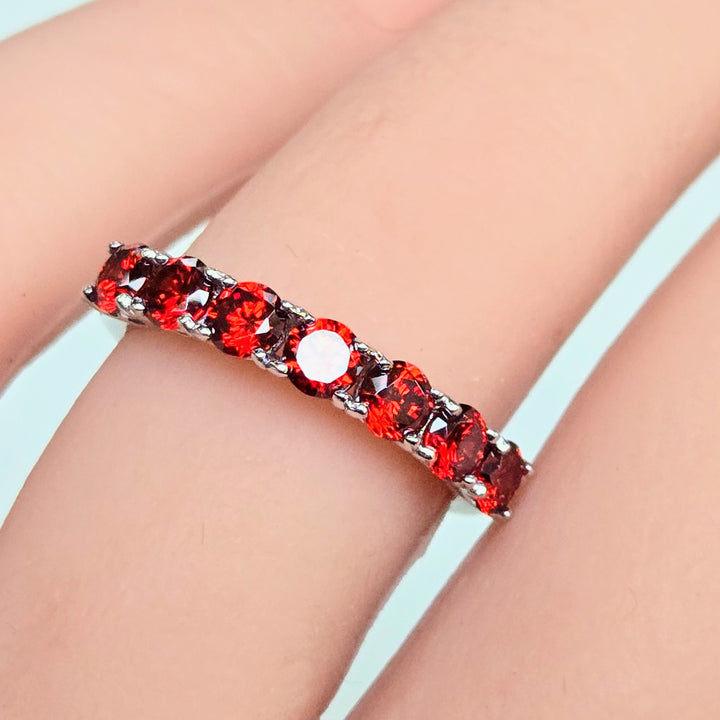 "Kisses" Sz 6-9 Half Band Rings - 3.5mm Gemstones, Anti-tarnish Sterling