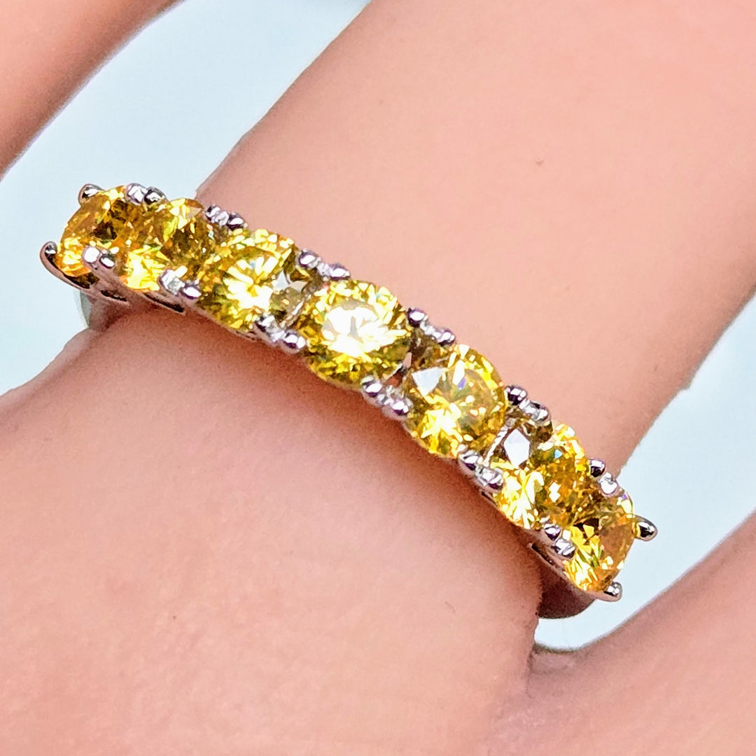 "Kisses" Sz 6-9 Half Band Rings - 3.5mm Gemstones, Anti-tarnish Sterling