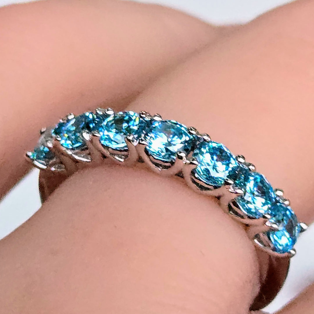 "Kisses" Sz 6-9 Half Band Rings - 3.5mm Gemstones, Anti-tarnish Sterling