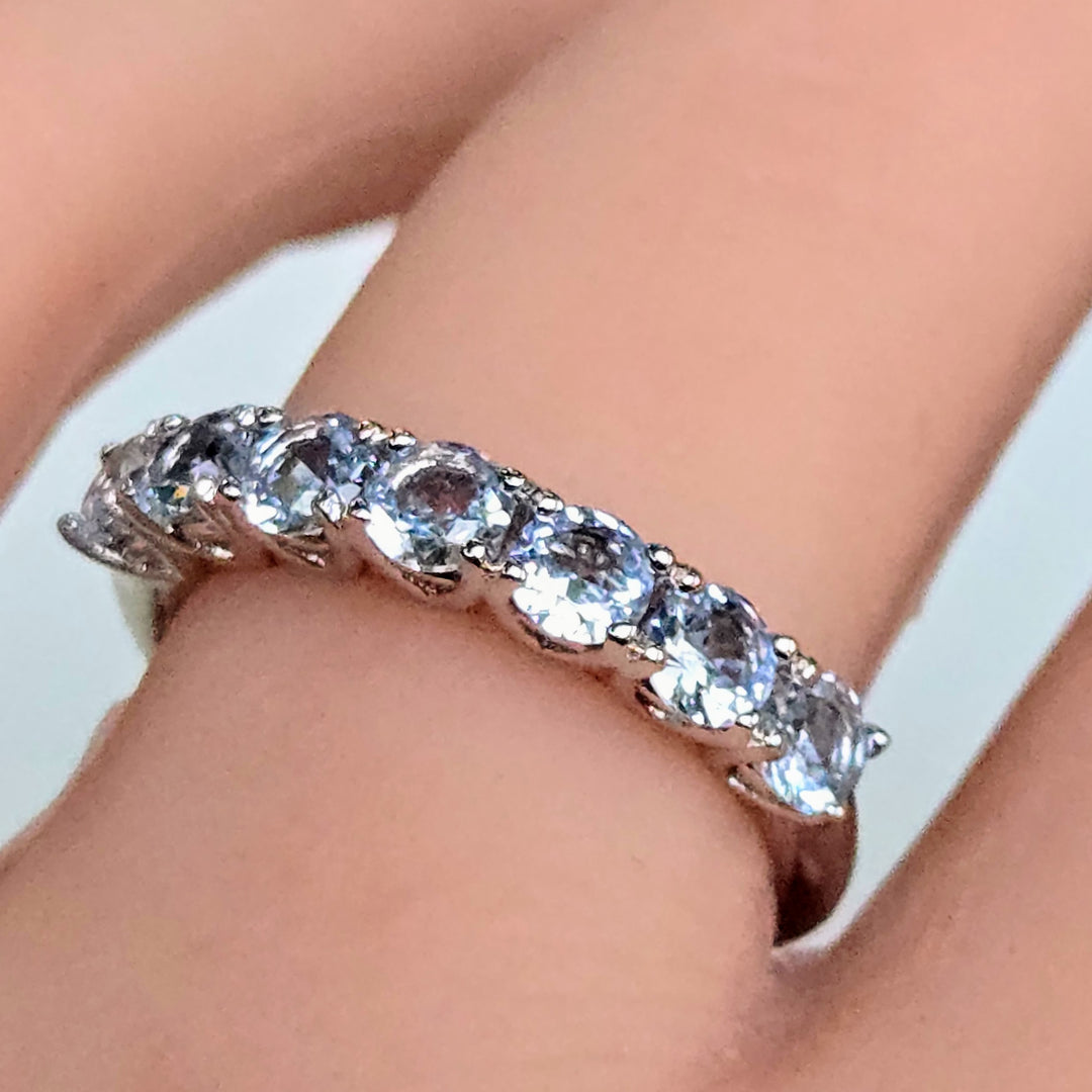"Kisses" Sz 6-9 Half Band Rings - 3.5mm Gemstones, Anti-tarnish Sterling