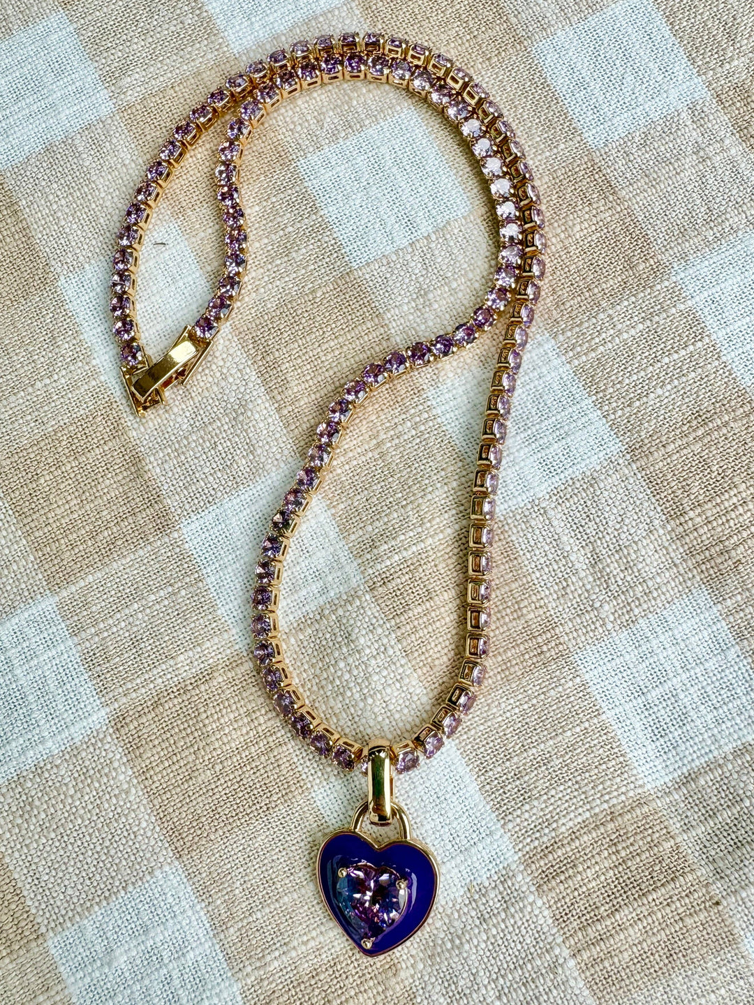 "My Heart" 16" Crystal & Enamel, Tennis Necklace