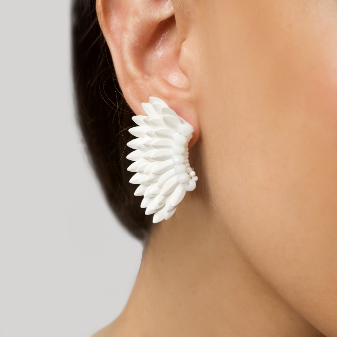 Small Wing Earrings-White – view 2