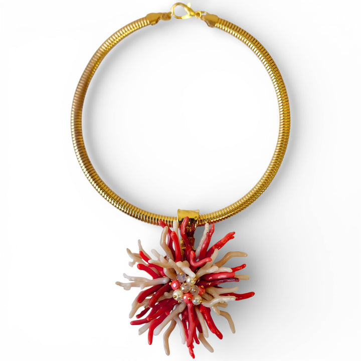 Coral Flower Collar Necklace | Handmade Statement Jewelry | Key West Local Luxe