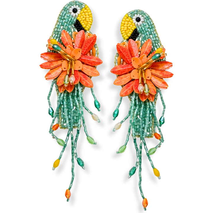 Teal Dangle Earrings Handmade Beaded Jewelry | Key West Local Luxe