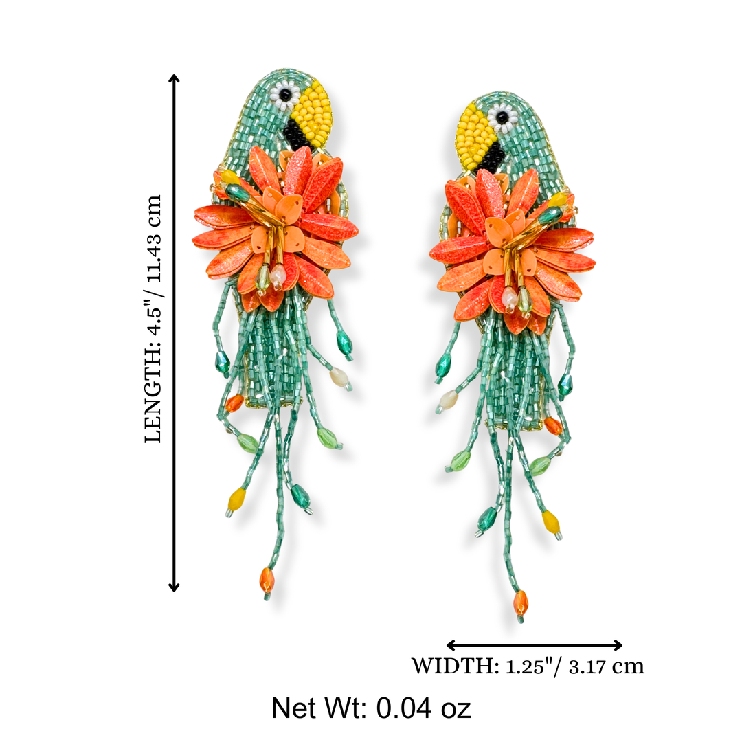 Teal Dangle Earrings Handmade Beaded Jewelry – view 2