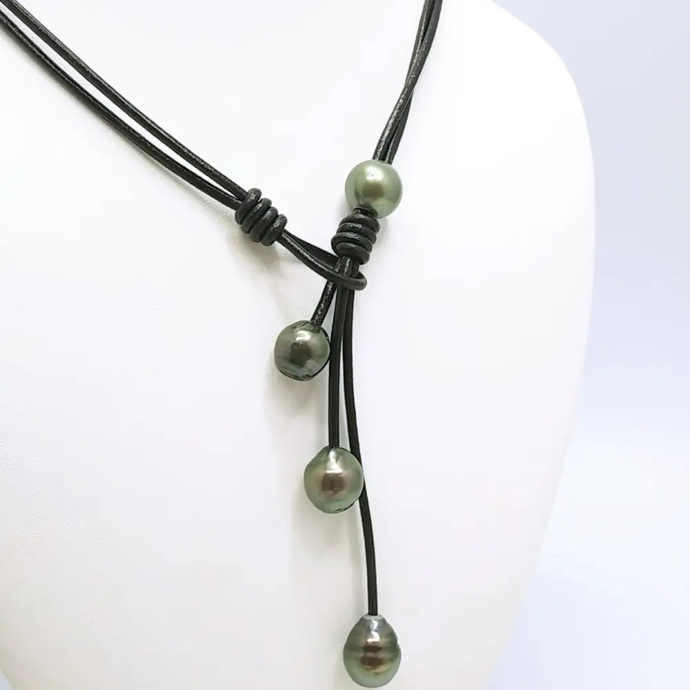 ?4 Way - Everyday Tahitian Pearl Necklace’ Convertible Necklace/bracelet - Pearls on Black Chocolate or Un-tanned