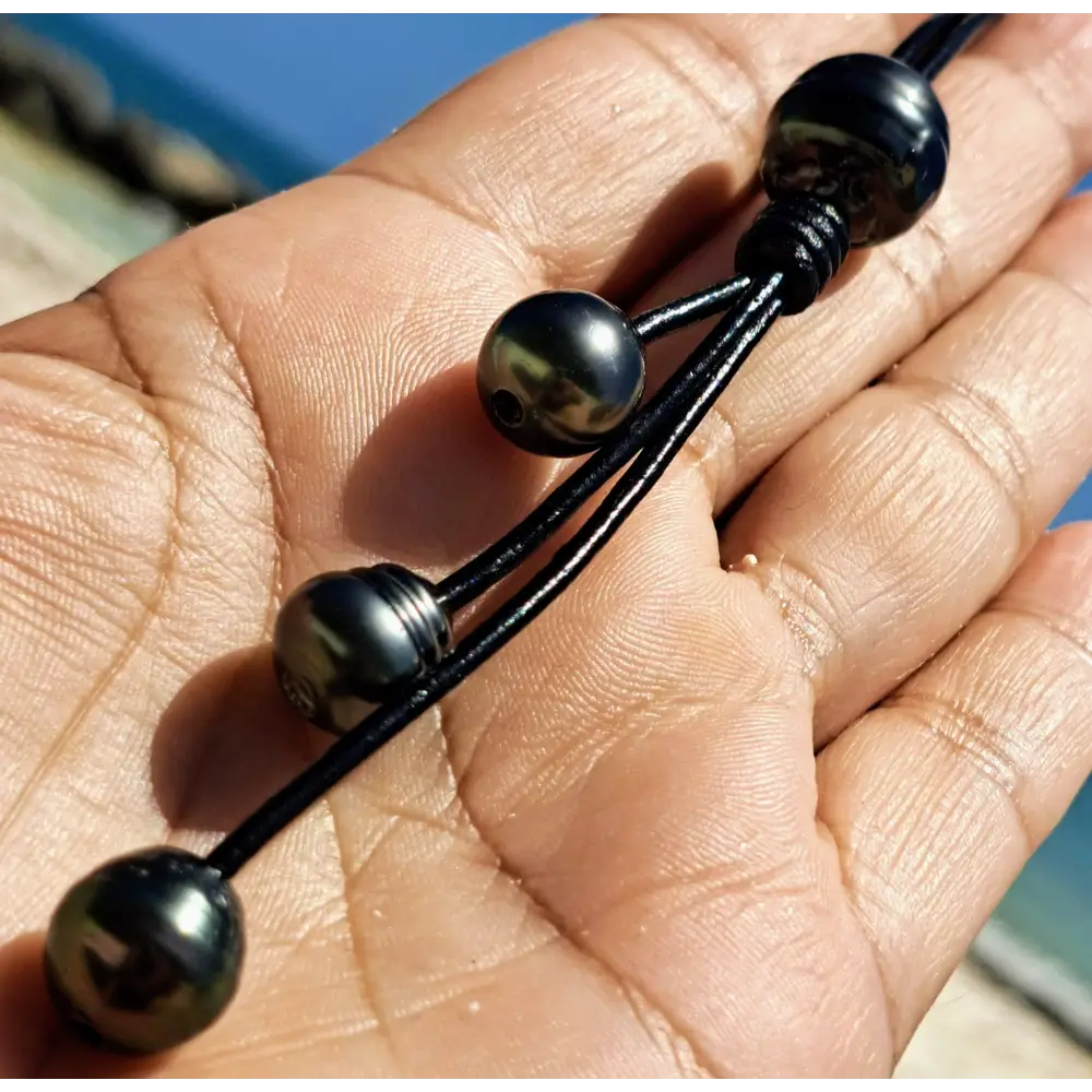 ?4 Way - Everyday Tahitian Pearl Necklace’ Convertible Necklace/bracelet - Pearls on Black Chocolate or Un-tanned